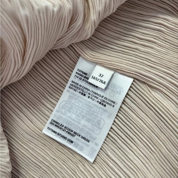 NEW Toteme Plisse Crinkled Scoop-Neck Maxi Dress in Cream Beige | size 32 / US 0 - Picture 12 of 14